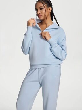 Spanx Women’s Light Blue Half-Zip Pullover